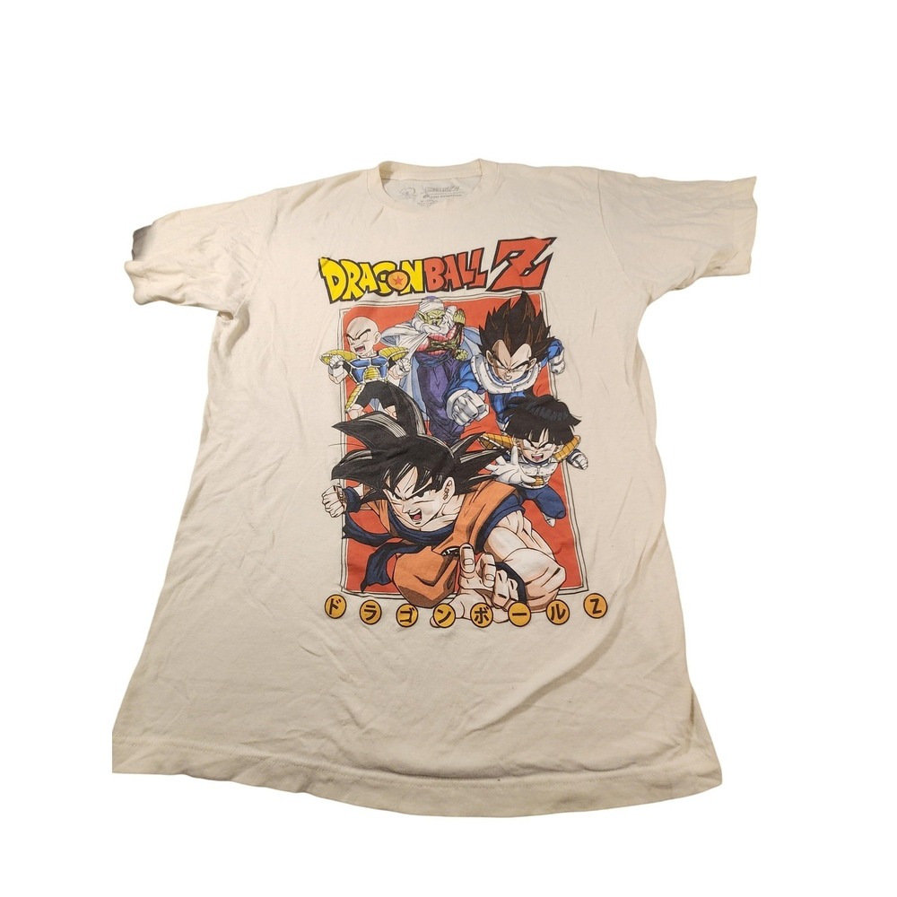 Dragon Ball Z Shirt Mens Medium Beige‎ Goku Vegeta Piccolo Anime Graphic Tee